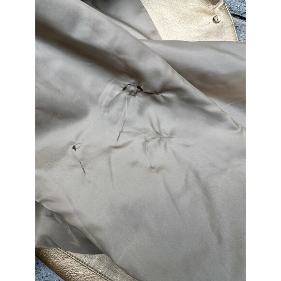 Vintage 90 Gold Metallic Leather Coat StreetStyle StreetWear FlyGirl Fall Winter - Picture 9 of 10